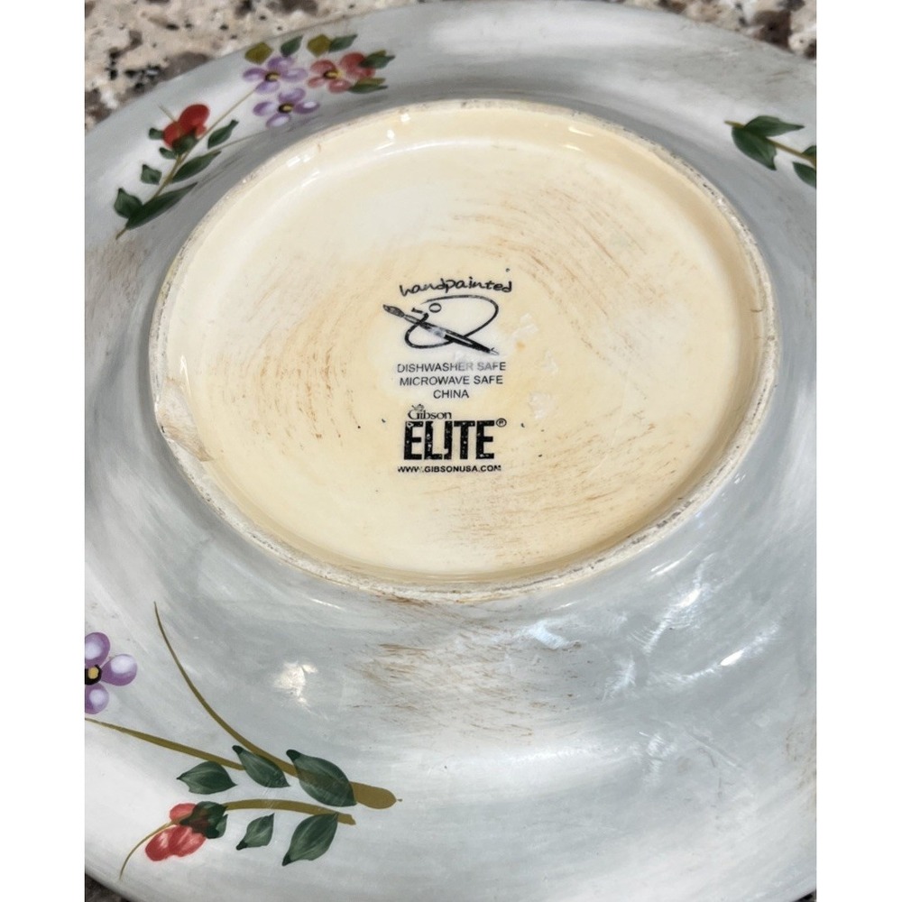 2 Gibson Elite Salad/Dinner Plate Wildflower Whisper Ceramic 8" Hand Painted - Picture 9 of 11
